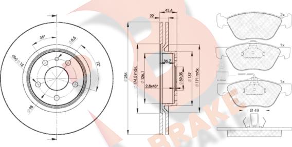 R Brake 3R16011548 - Kit freno, Freno a disco autozon.pro