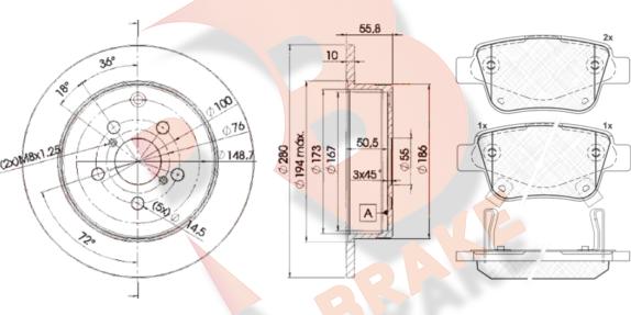 R Brake 3R16880503 - Kit freno, Freno a disco autozon.pro