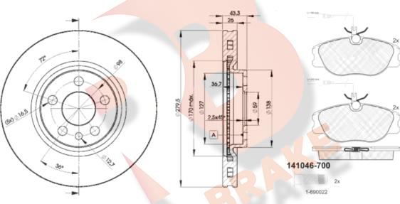 R Brake 3R10464620 - Kit freno, Freno a disco autozon.pro