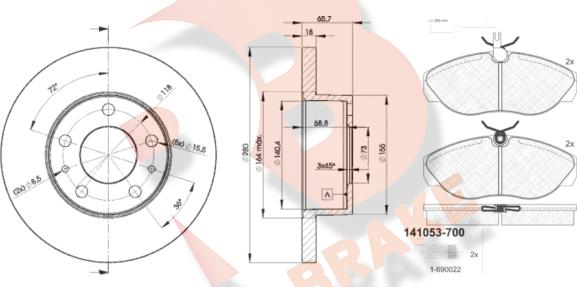 R Brake 3R10534680 - Kit freno, Freno a disco autozon.pro