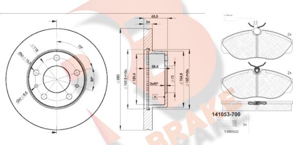 R Brake 3R10534681 - Kit freno, Freno a disco autozon.pro