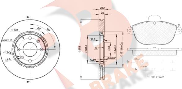 R Brake 3R11547406 - Kit freno, Freno a disco autozon.pro