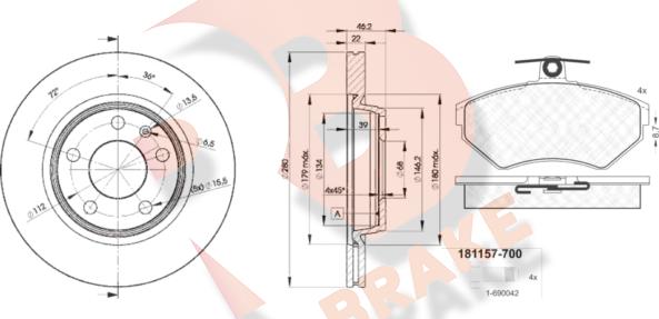 R Brake 3R11575301 - Kit freno, Freno a disco autozon.pro