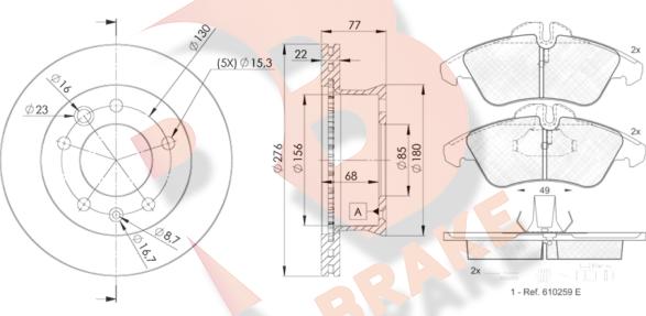 R Brake 3R11040181 - Kit freno, Freno a disco autozon.pro