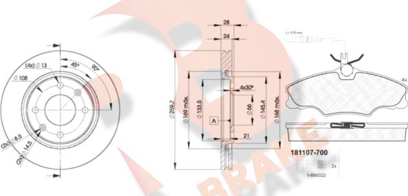 R Brake 3R11079406 - Kit freno, Freno a disco autozon.pro