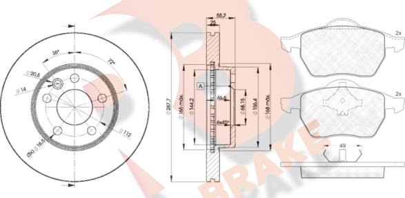 R Brake 3R11391093 - Kit freno, Freno a disco autozon.pro