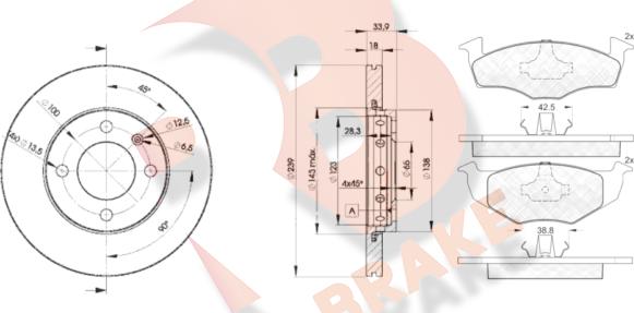 R Brake 3R11305303 - Kit freno, Freno a disco autozon.pro