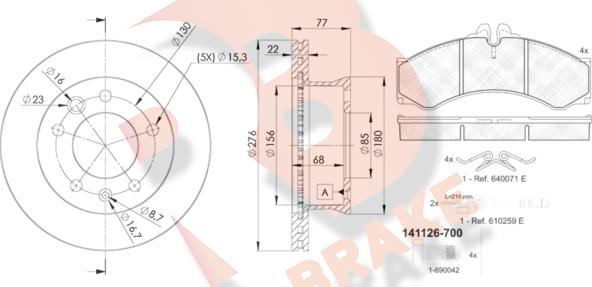 R Brake 3R1126-0181 - Kit freno, Freno a disco autozon.pro