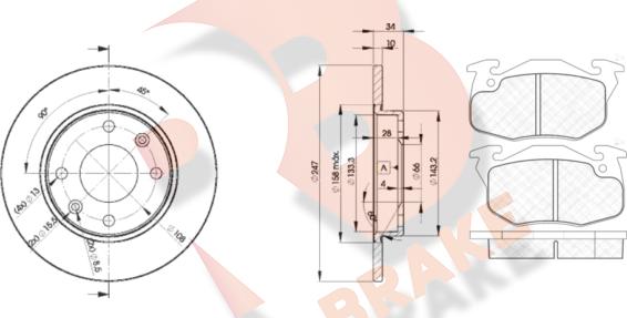 R Brake 3R11204689 - Kit freno, Freno a disco autozon.pro