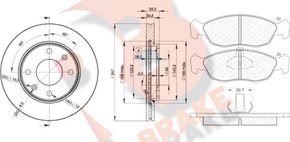 R Brake 3R11214694 - Kit freno, Freno a disco autozon.pro