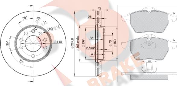 R Brake 3R11289043 - Kit freno, Freno a disco autozon.pro