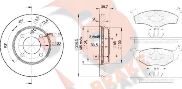 R Brake 3R11783975 - Kit freno, Freno a disco autozon.pro