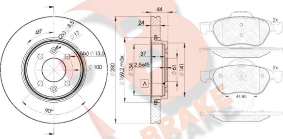 R Brake 3R18607829 - Kit freno, Freno a disco autozon.pro