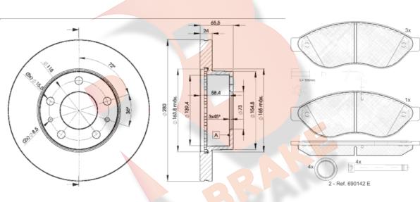 R Brake 3R18034681 - Kit freno, Freno a disco autozon.pro