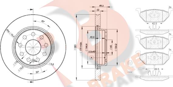 R Brake 3R13495614 - Kit freno, Freno a disco autozon.pro