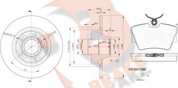 R Brake 3R13516846 - Kit freno, Freno a disco autozon.pro