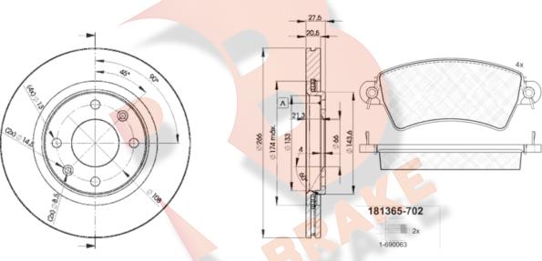 R Brake 3R13654697 - Kit freno, Freno a disco autozon.pro