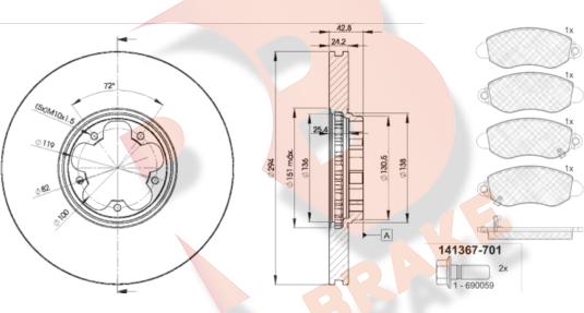 R Brake 3R13675613 - Kit freno, Freno a disco autozon.pro