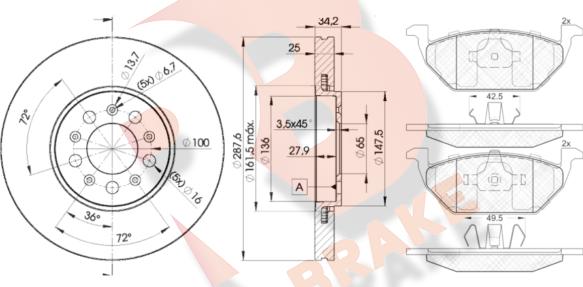 R Brake 3R13385604 - Kit freno, Freno a disco autozon.pro