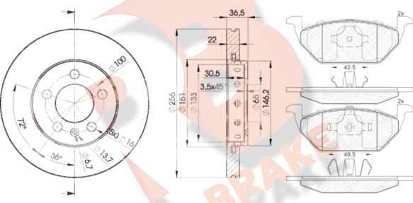 R Brake 3R13385602 - Kit freno, Freno a disco autozon.pro