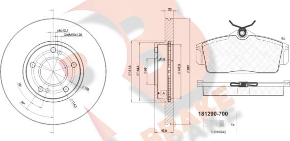 R Brake 3R12901057 - Kit freno, Freno a disco autozon.pro