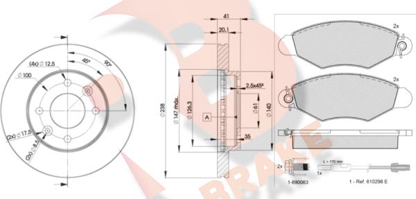 R Brake 3R12176572 - Kit freno, Freno a disco autozon.pro