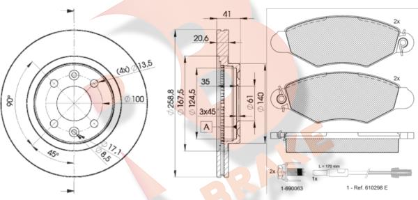 R Brake 3R12173550 - Kit freno, Freno a disco autozon.pro