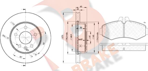 R Brake 3R12886380 - Kit freno, Freno a disco autozon.pro