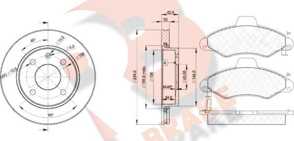 R Brake 3R12291064 - Kit freno, Freno a disco autozon.pro