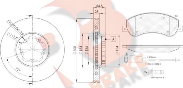 R Brake 3R17935630 - Kit freno, Freno a disco autozon.pro