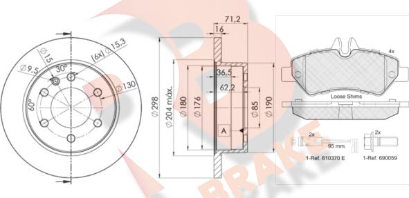 R Brake 3R17870191 - Kit freno, Freno a disco autozon.pro