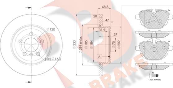 R Brake 3R20043558 - Kit freno, Freno a disco autozon.pro