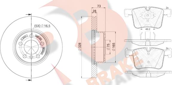 R Brake 3R20202212 - Kit freno, Freno a disco autozon.pro