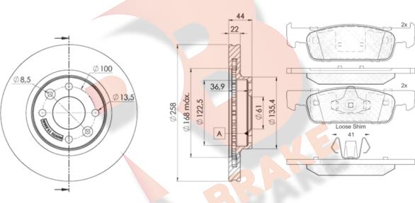 R Brake 3R21153108 - Kit freno, Freno a disco autozon.pro