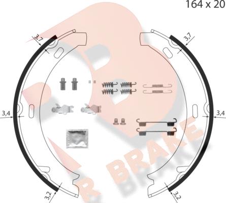 R Brake 79RBPB4012 - Kit ganasce, Freno stazionamento autozon.pro