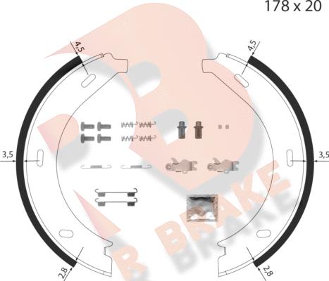 R Brake 79RBPB4017 - Kit ganasce, Freno stazionamento autozon.pro