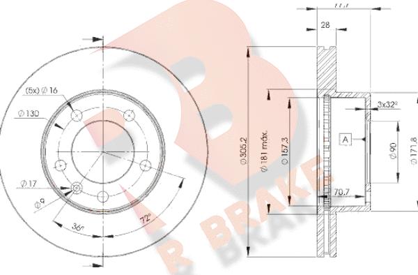 R Brake 78RBD16848 - Discofreno autozon.pro