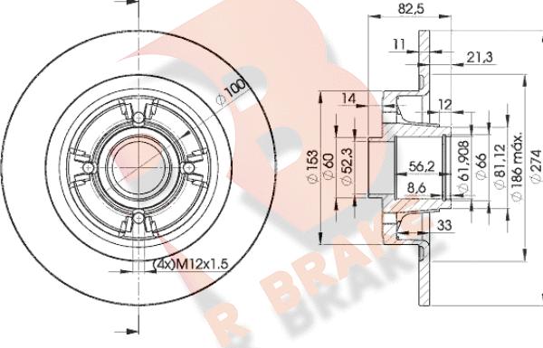 R Brake 78RBD16328 - Discofreno autozon.pro