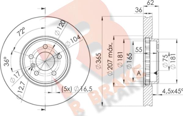 R Brake 78RBD11982 - Discofreno autozon.pro