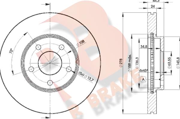 R Brake 78RBD25980 - Discofreno autozon.pro