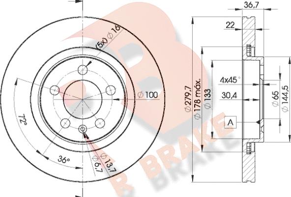 R Brake 78RBD25603 - Discofreno autozon.pro