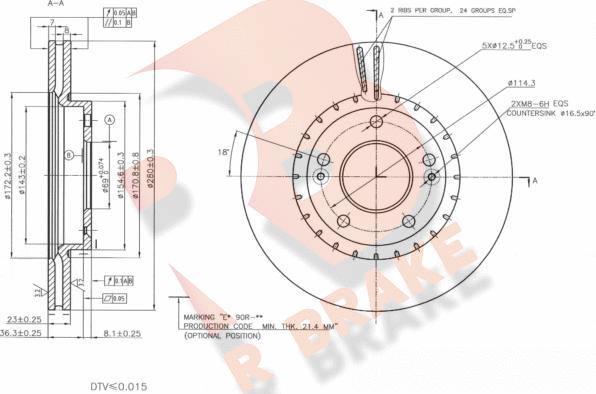 R Brake 78RBD25182 - Discofreno autozon.pro