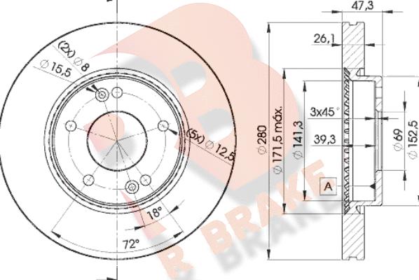 R Brake 78RBD25171 - Discofreno autozon.pro