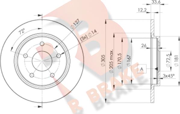 R Brake 78RBD25173 - Discofreno autozon.pro