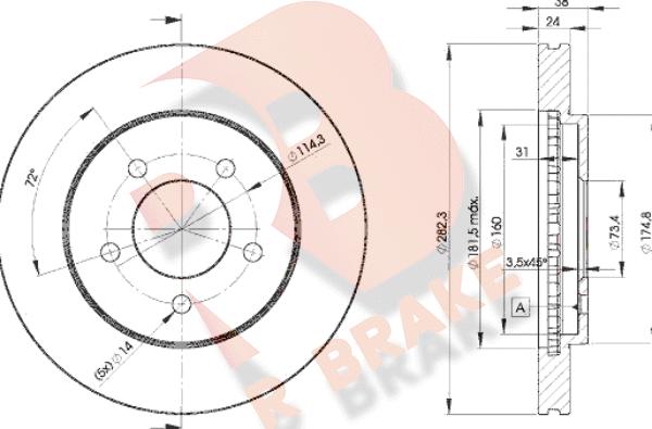 R Brake 78RBD25347 - Discofreno autozon.pro