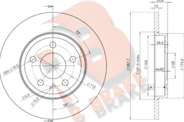 R Brake 78RBD25316 - Discofreno autozon.pro