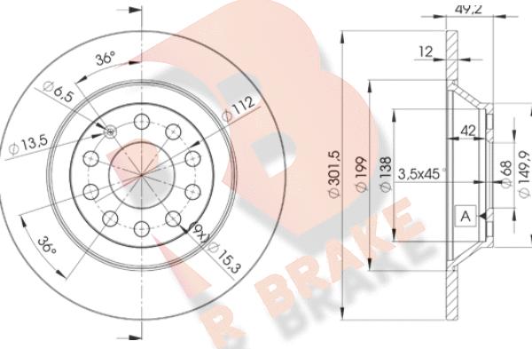 R Brake 78RBD25313 - Discofreno autozon.pro