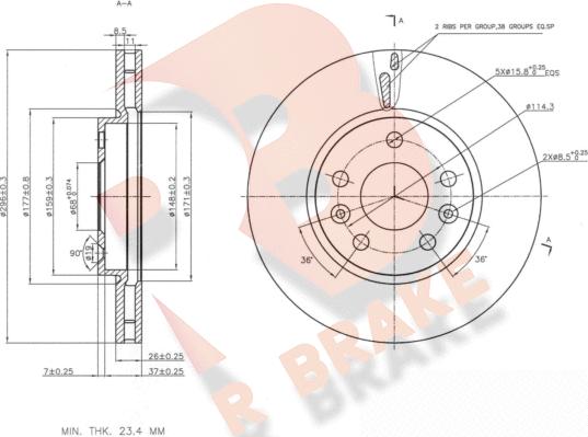 R Brake 78RBD20036 - Discofreno autozon.pro