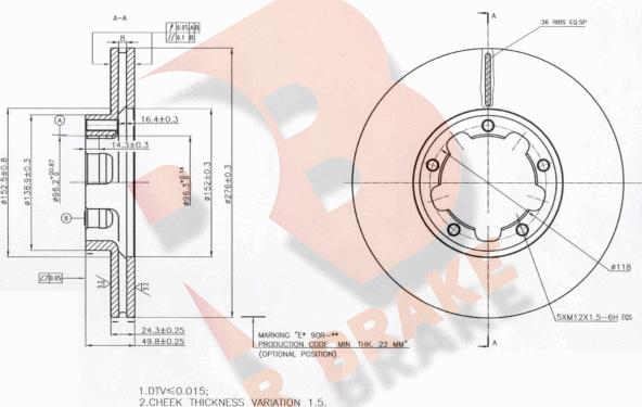 R Brake 78RBD20025 - Discofreno autozon.pro