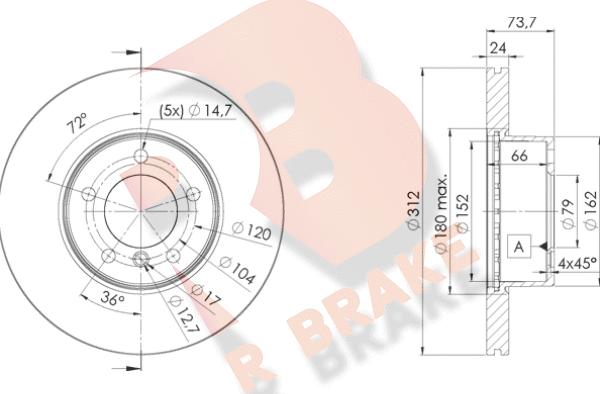 R Brake 78RBD21972 - Discofreno autozon.pro